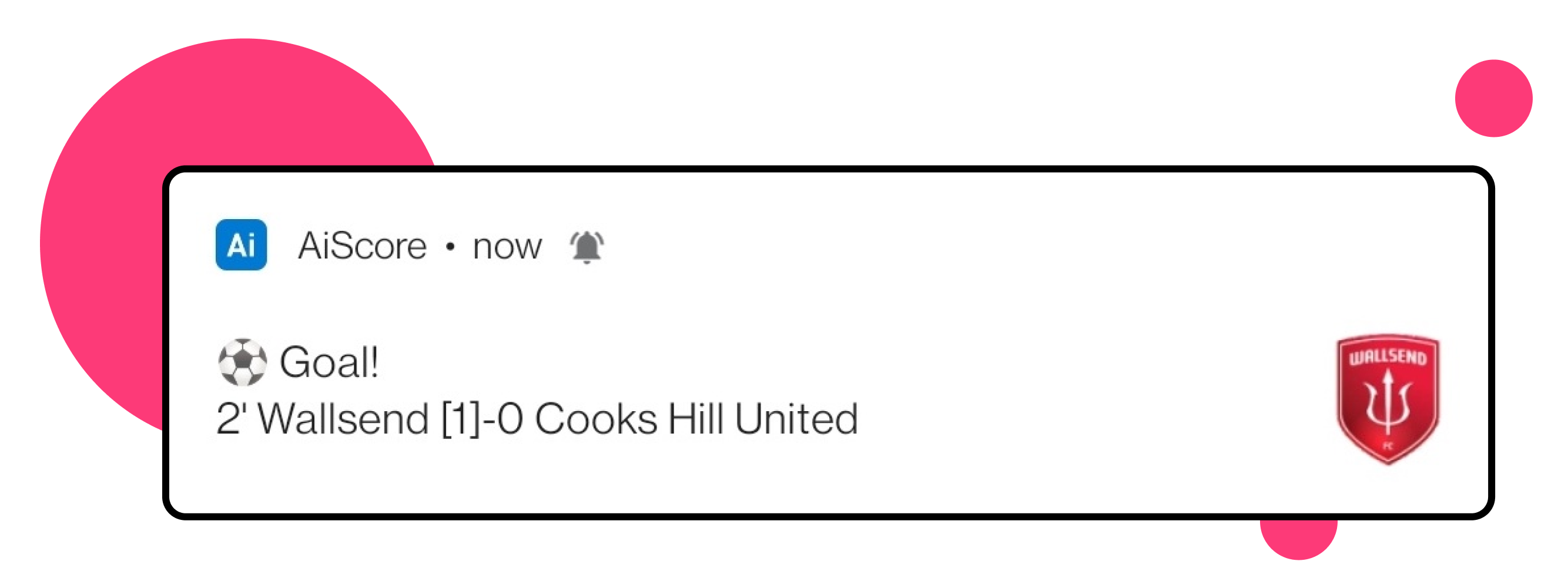 Example of push notifications from AiScore giving an update about a football match