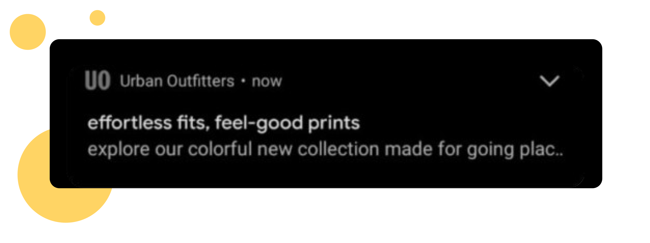 Example of push notifications from Urban Outfitters highlighting their new collection