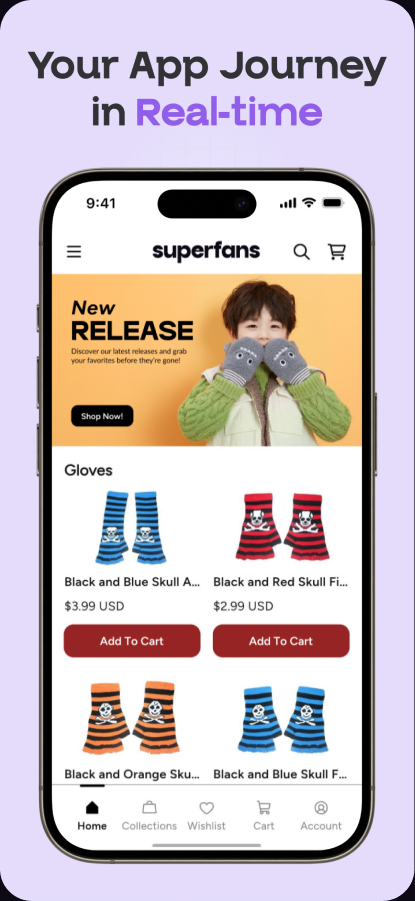 Your app journey in real-time – home screen