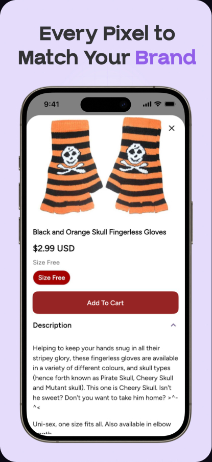 Every pixel to match your brand – product screen