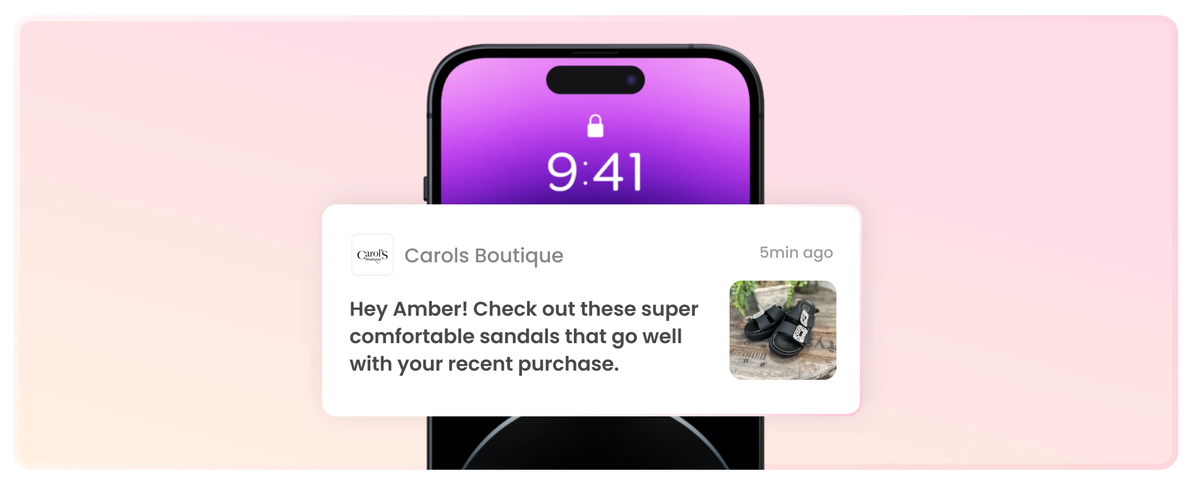 A push notification message showing cross-selling by a brand