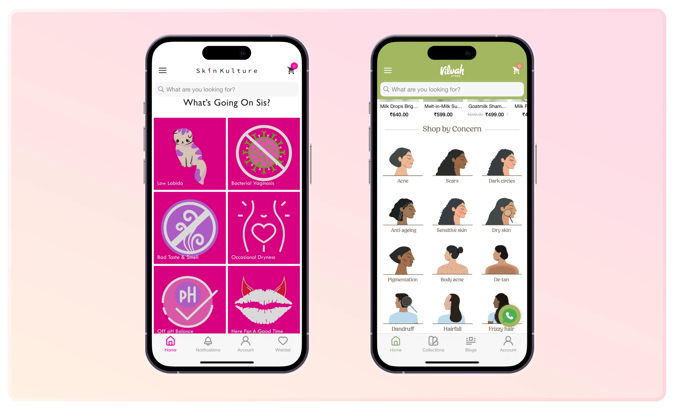 Customer self-service materials offered by Skin Kulture and Vilvah