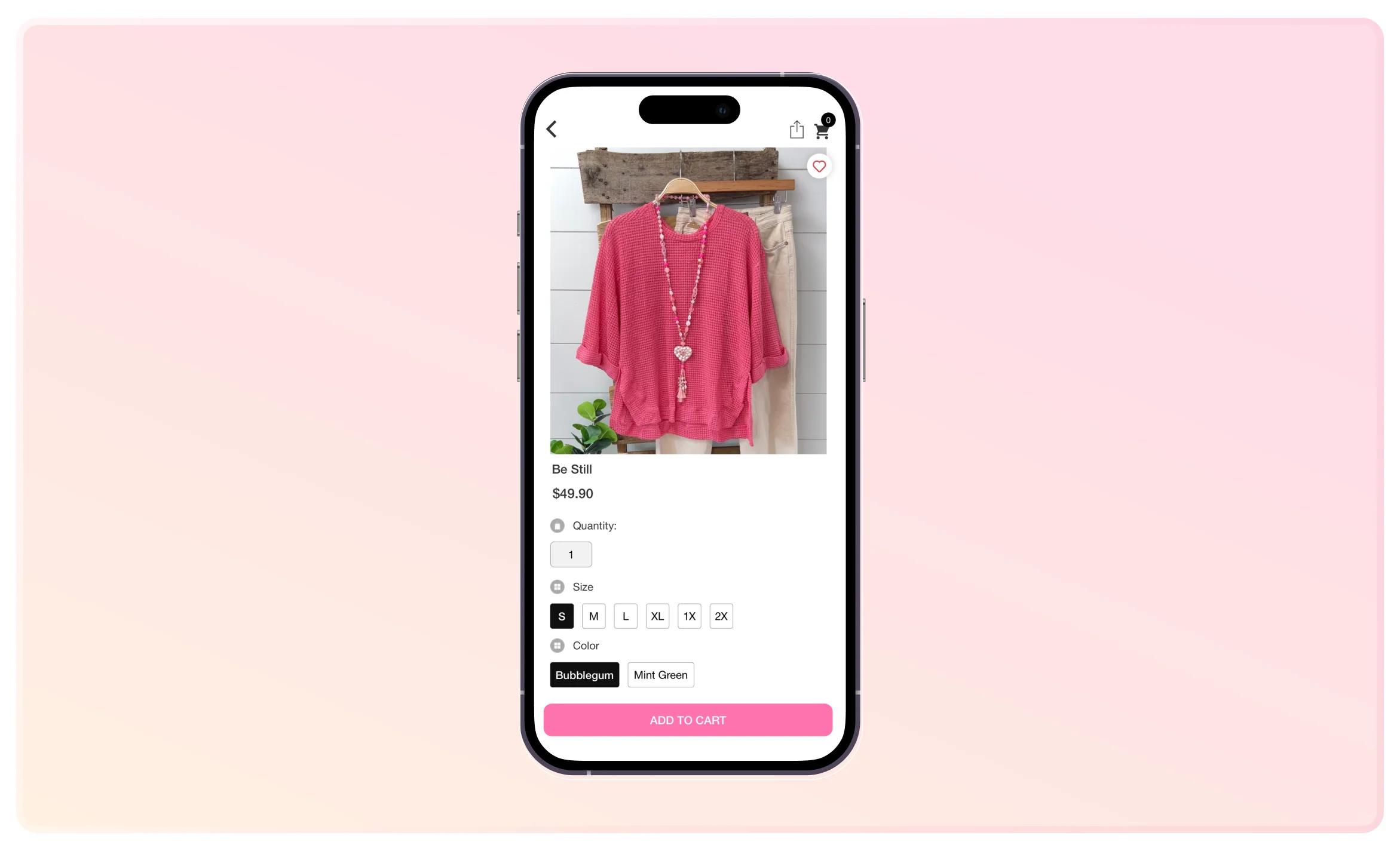 Carol's Boutique using product variants for colors and sizes 