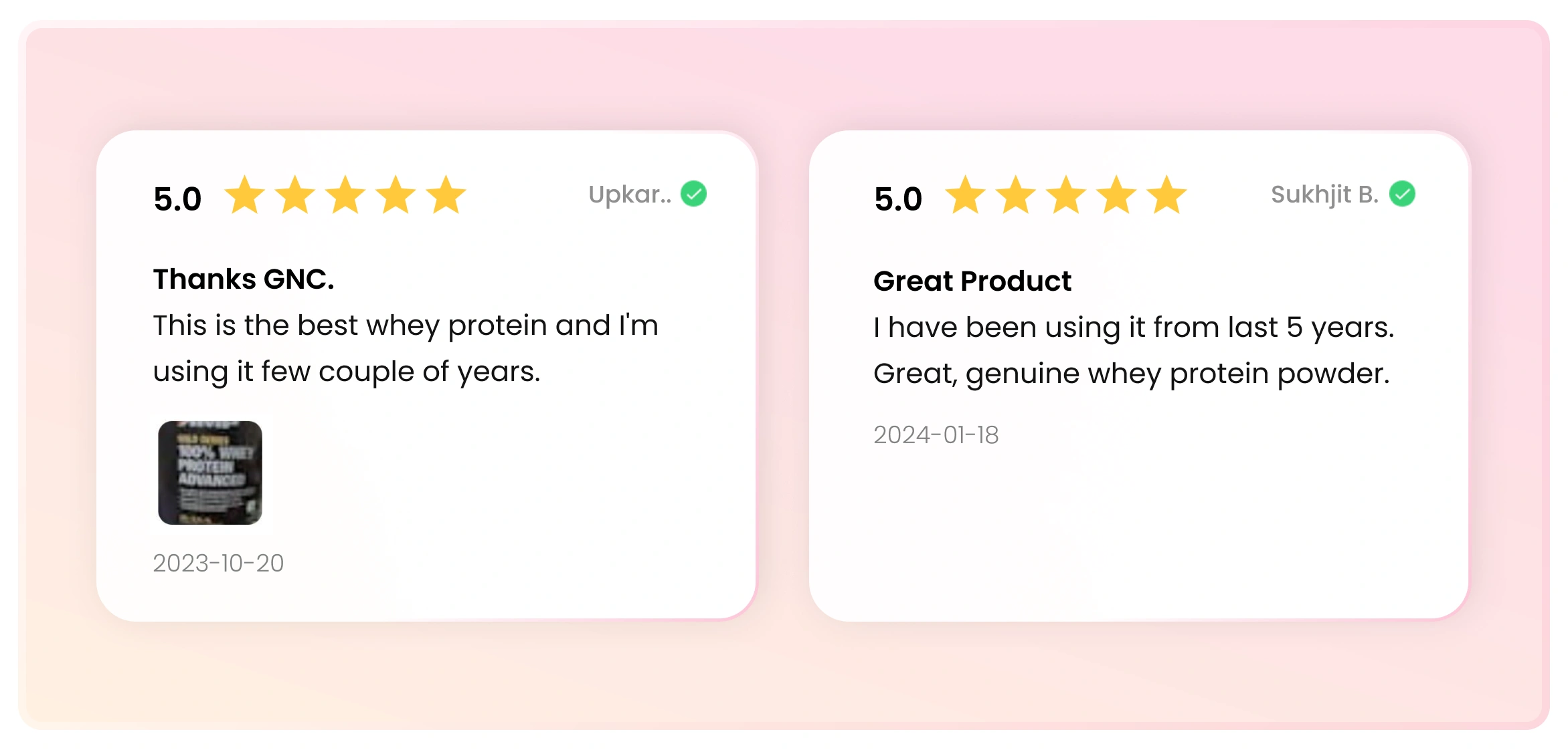 Customer reviews for GNC India that highlights their product quality