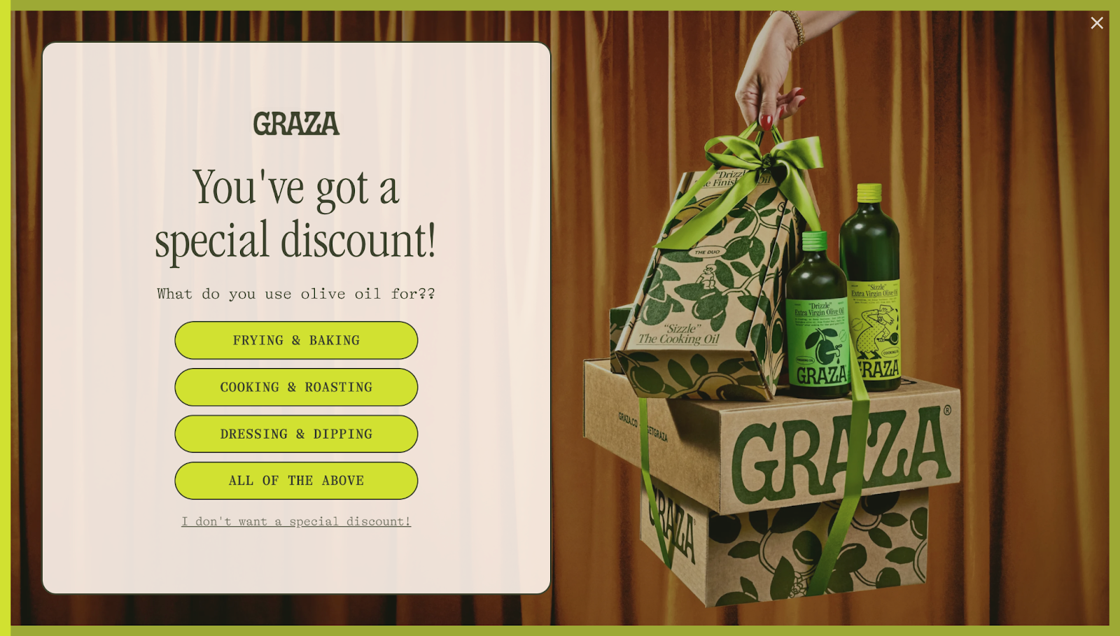 Email sign-up popup on an ecommerce landing page