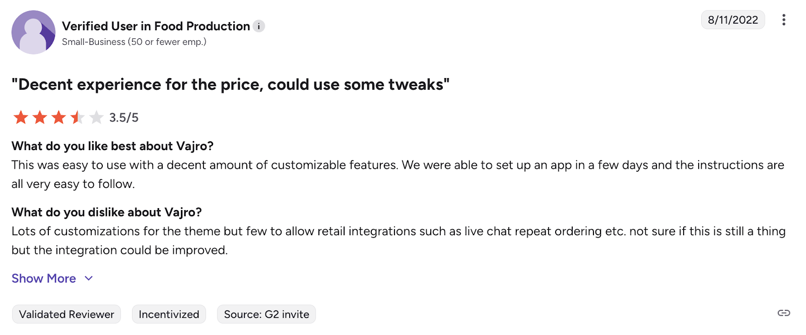 A screenshot of a product review page for Shopney.