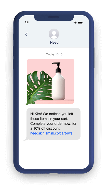 abandoned cart SMS to drive shoppers back to the app