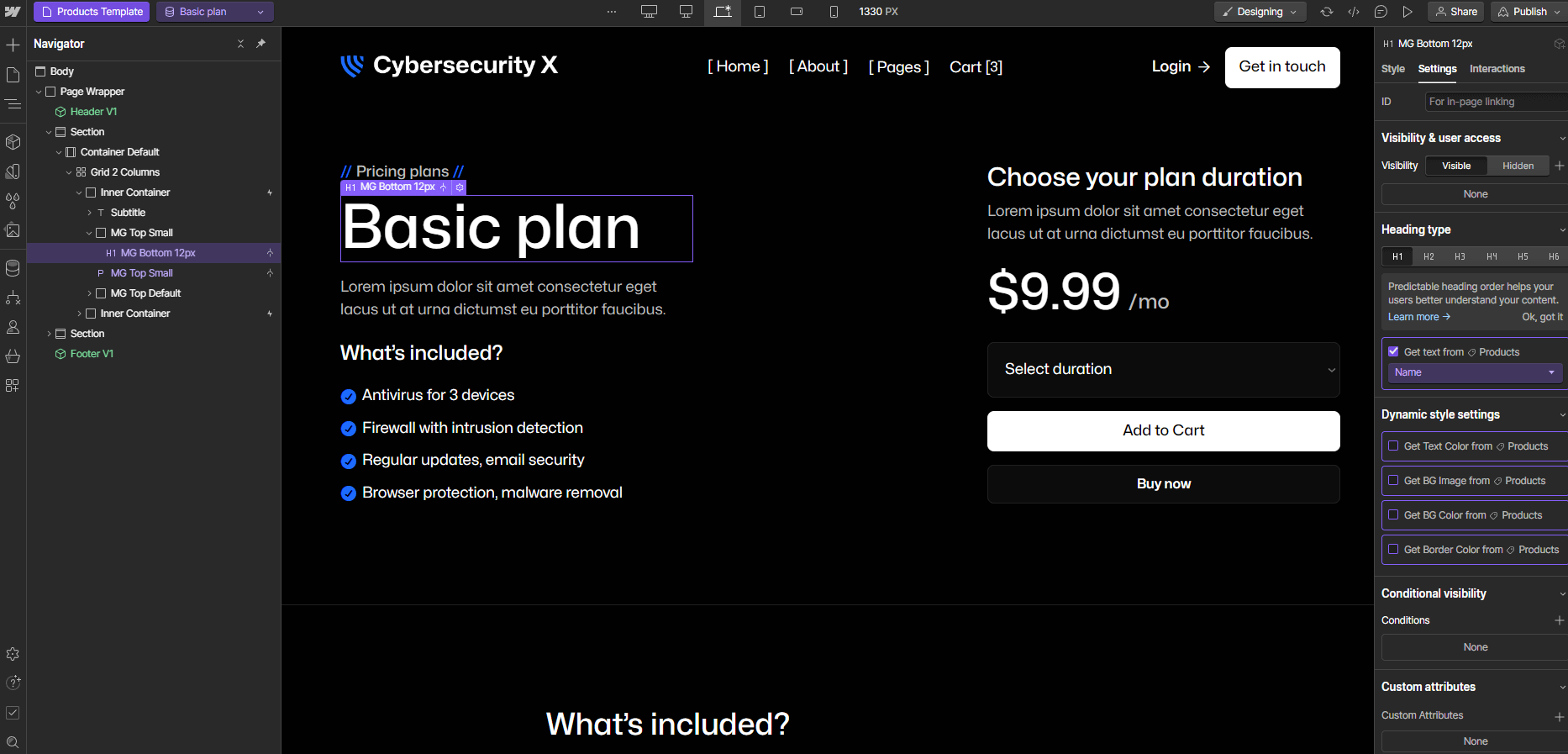 Ecommerce Page - Cybersecurity X Webflow Template