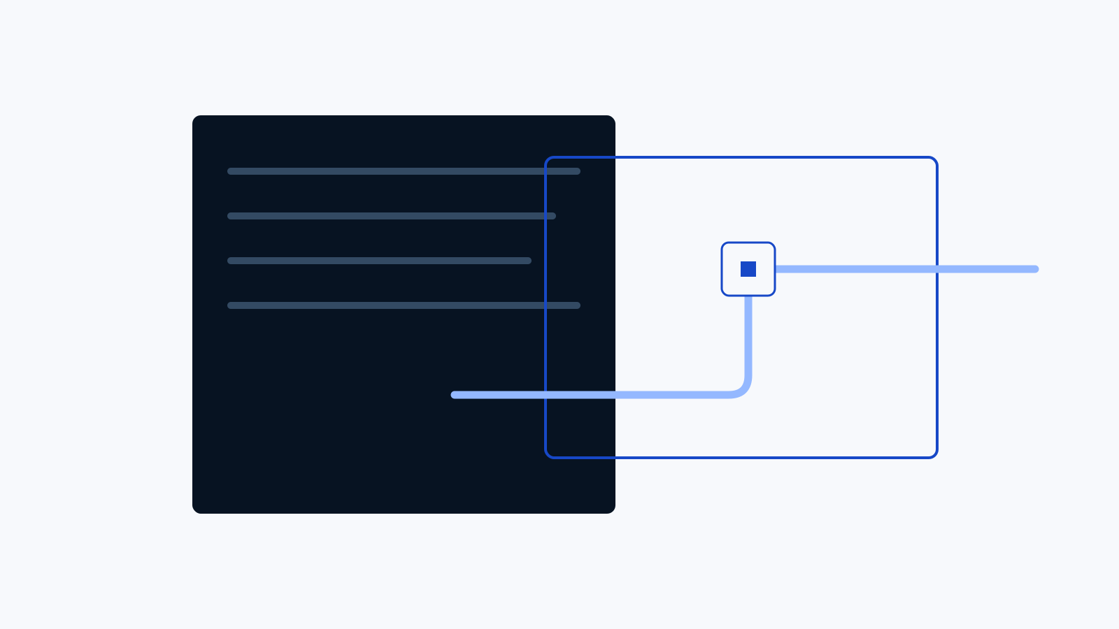 A dark document overlaps a blue boundary, with a route passing into the bounded area.