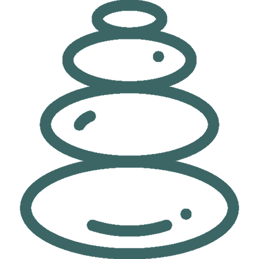 Ein Liniensymbol mit drei ausgeglichenen Felsen