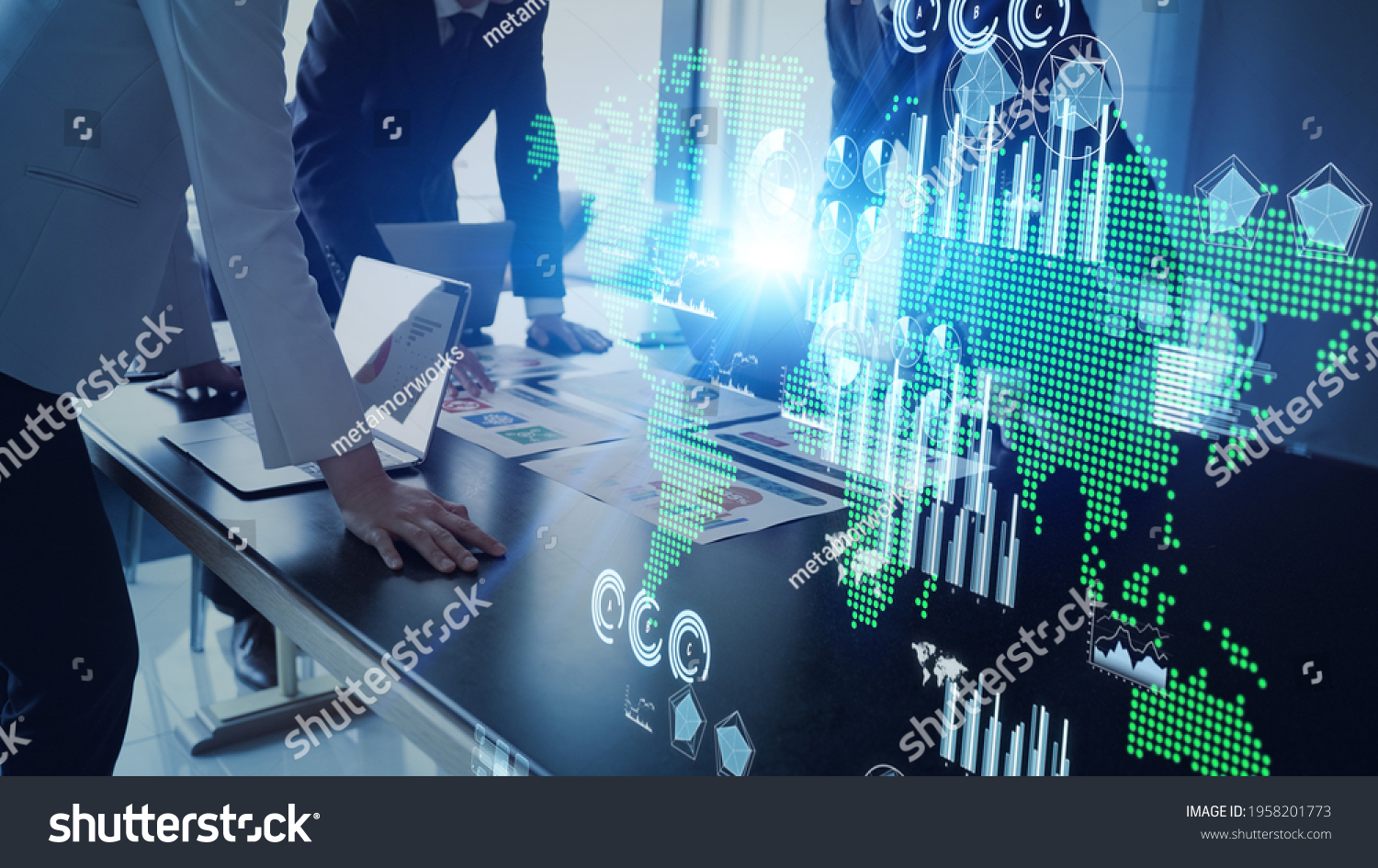 image of hands typing on a laptop with scientific data