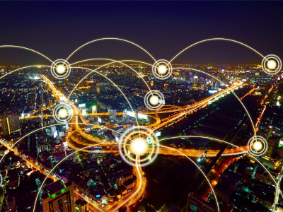 An aerial photo of many IoT devices