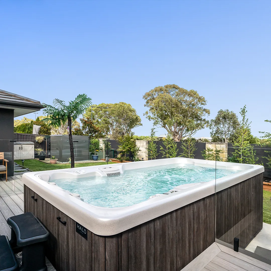 Halo spa in a nice backyard