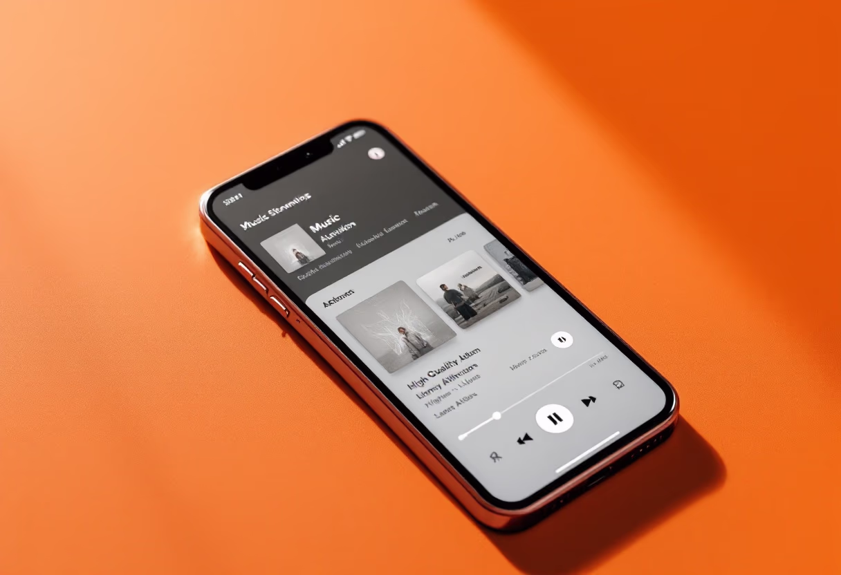 image of music streaming on mobile device (for a musician & band)