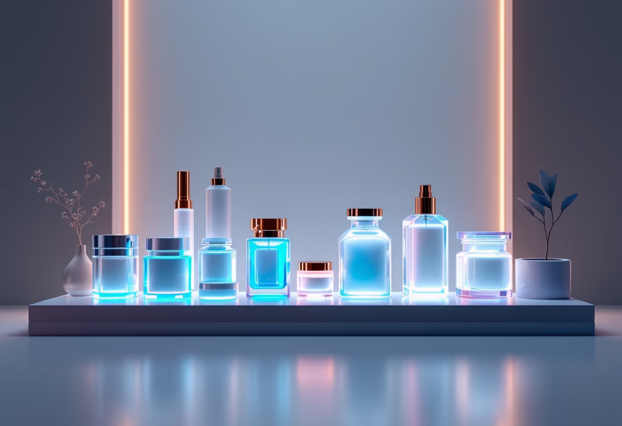 [background image] variety of pharmaceutical products on display (for a pharmacy)