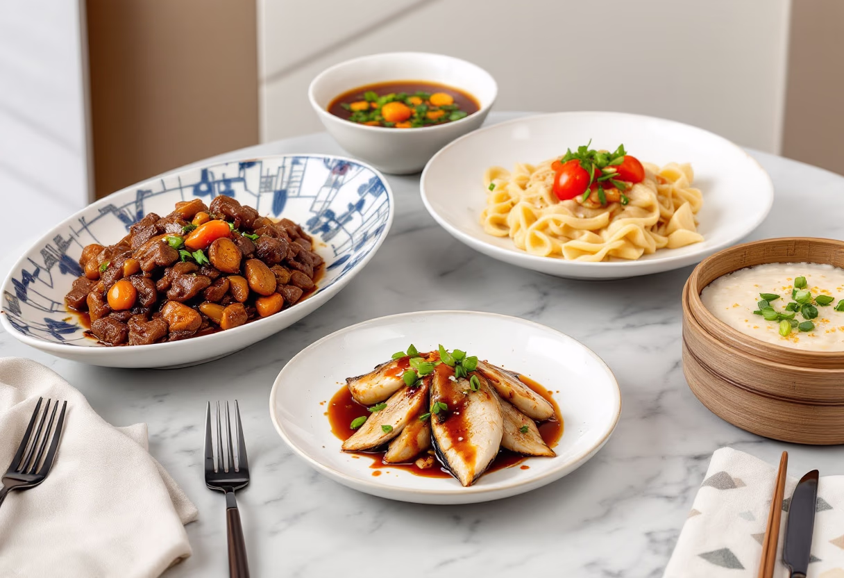 image of a main course assortment (for a chinese restaurant)