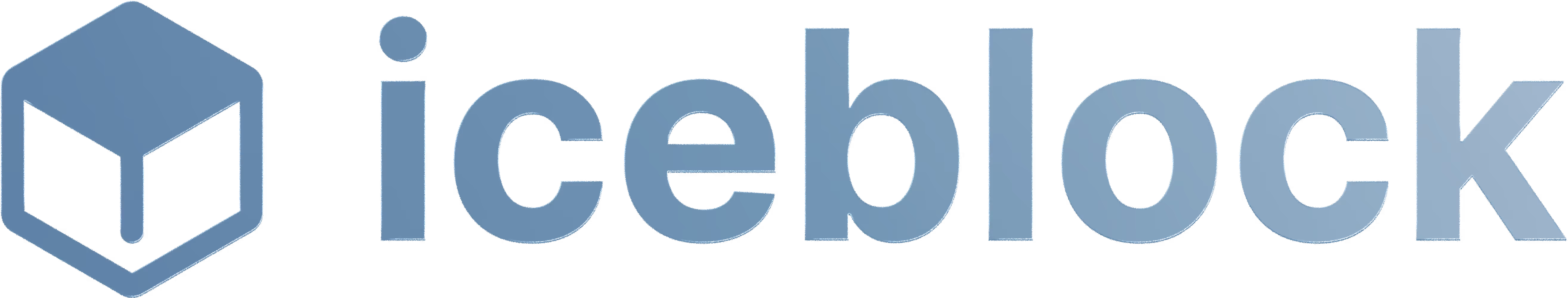 Logo Iceblock avec un cube stylisé bleu à gauche du texte.