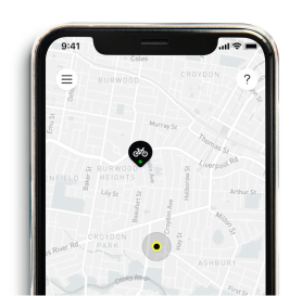 A mobile phone screen showing the Zoomo app with bike tracking.