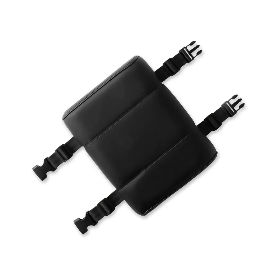 A padded backrest for a bike's rear rack.