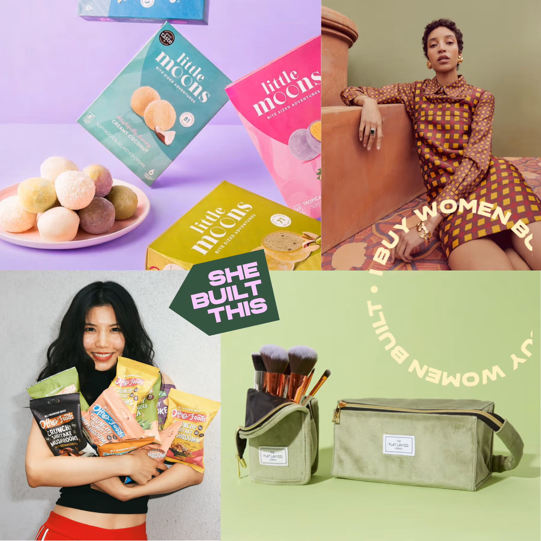 A collage of Buy Women Built Imagery