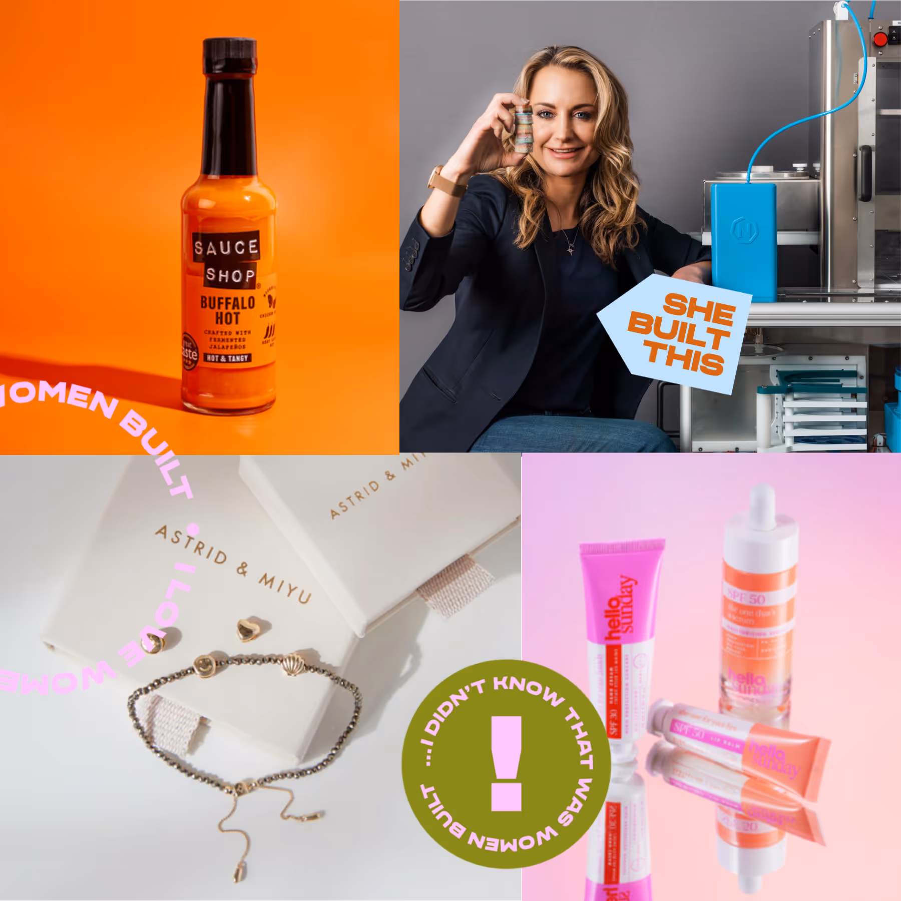 A collage of Buy Women Built Imagery