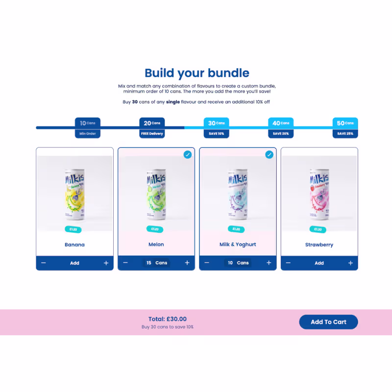 Screenshot eines Bundle Builders auf Shopify