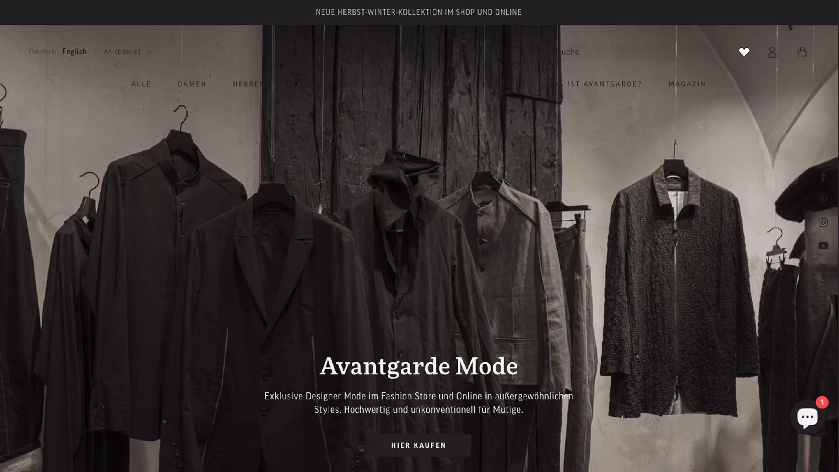 Screenshot von der Eigensinnig Wien Website - Above the Fold