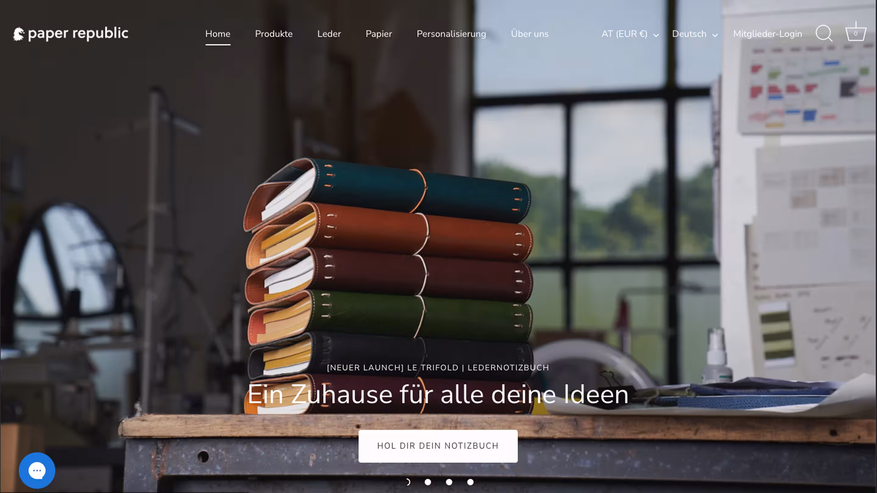 Screenshot von der Paper Republic Website - Above the Fold