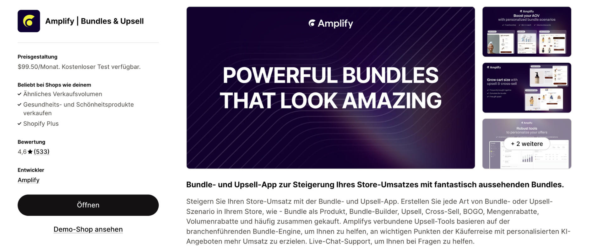 Bundle Builder App im Shopify App Store Screenshot