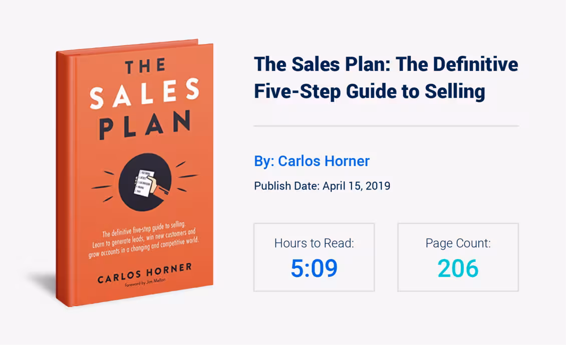 The Sales Plan: The Definitive Five-Step Guide to Selling | By: Carlos Horner