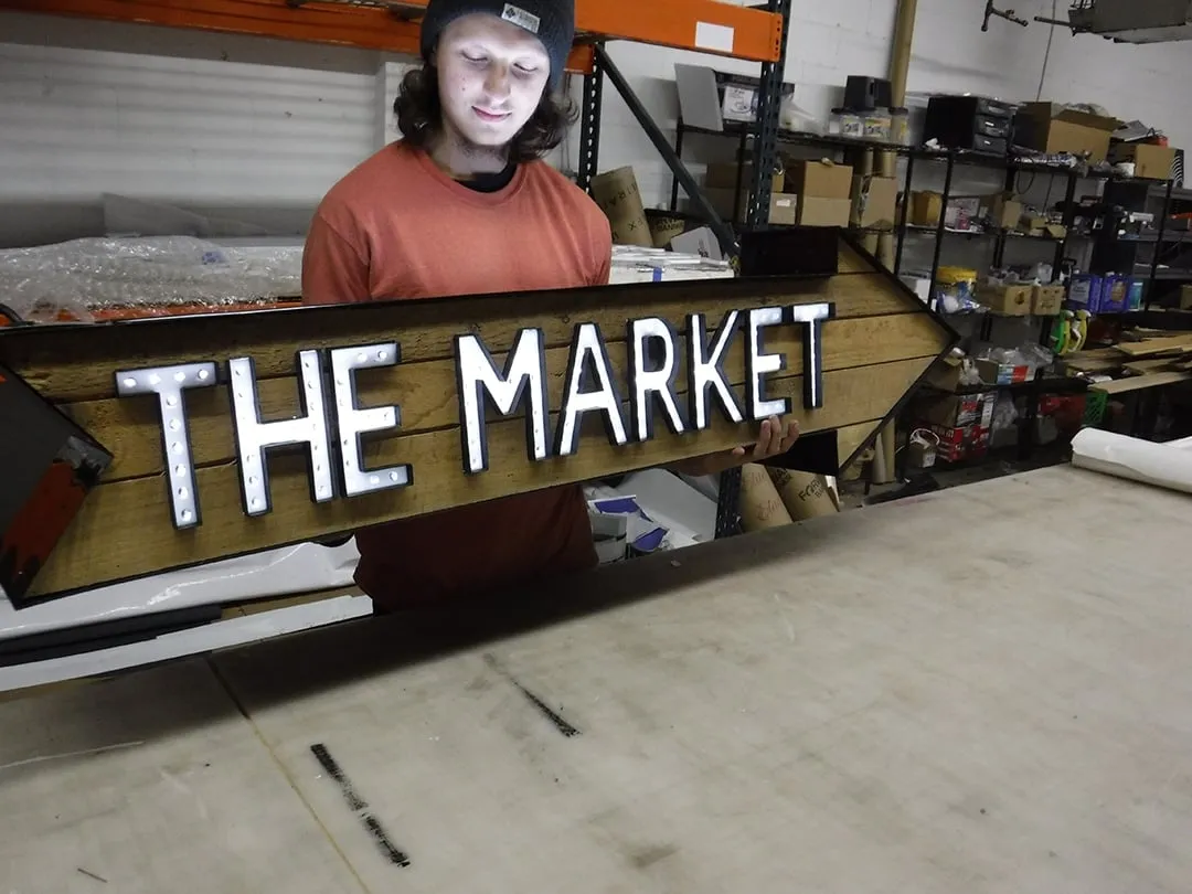 Martino Signs Philadelphia interior wooden sign for The Market