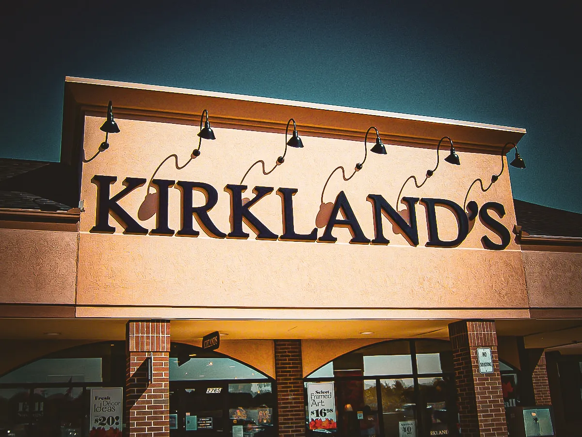 Kirkland's outdoor storefront with indoor and outdoor sign by Martino Signs, Philadelphia, PA