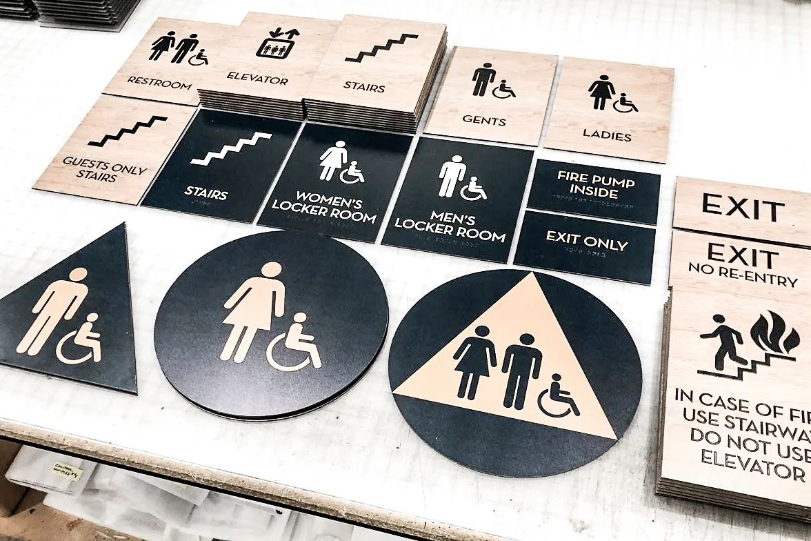 Martino Signs indoor and outdoor signage display in Philadelphia, PA warehouse