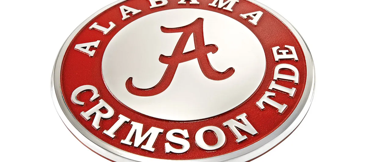 Alabama Crimson Tide logo with red and white circular emblem