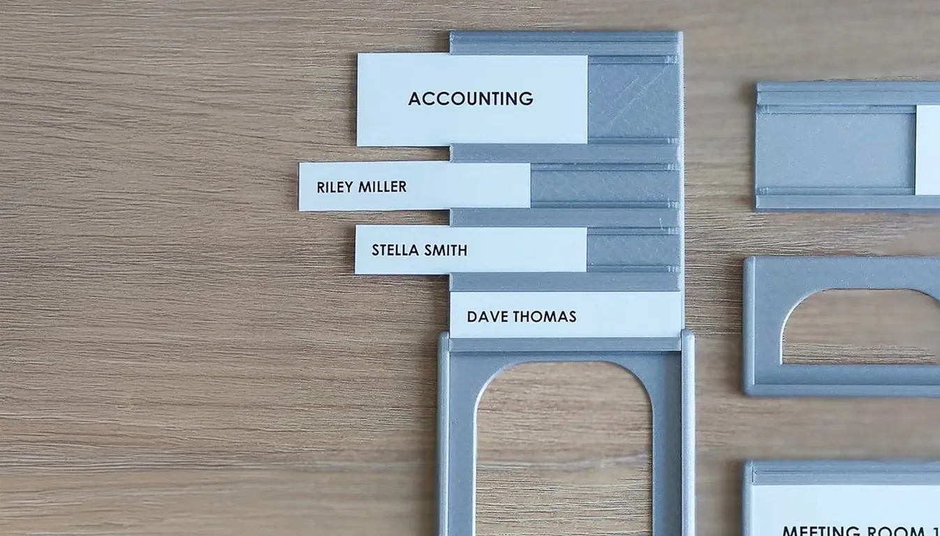Office door nameplates for accounting department team members