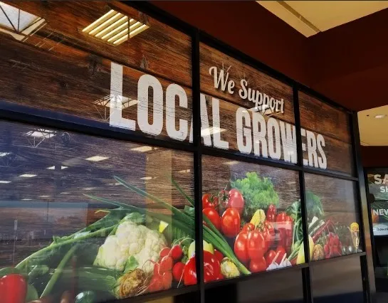 Martino Signs Philadelphia interior and exterior storefront with local growers display