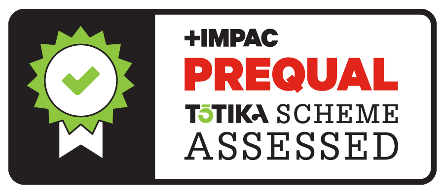 Green badge with check mark beside the text '+IMPAC PREQUAL TOTIKA SCHEME ASSESSED' in black and red.