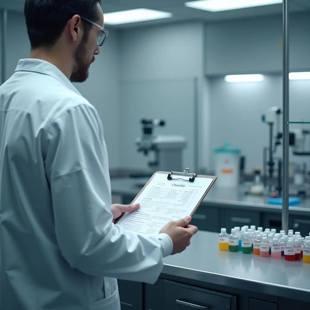 Fotografía de un hombre en laboratorio químico