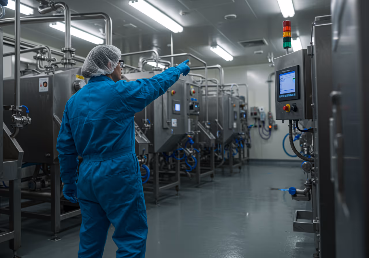 Ingeniero químico realizando análisis en una fábrica