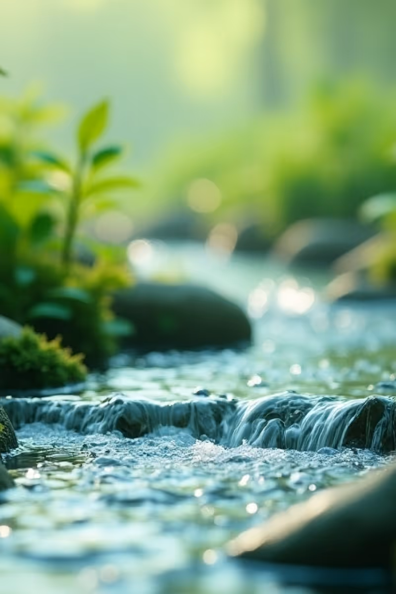 Fotografía de naturaleza, un río y espacios verdes