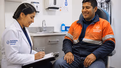 Colaborador de una mina en un chequeo médico