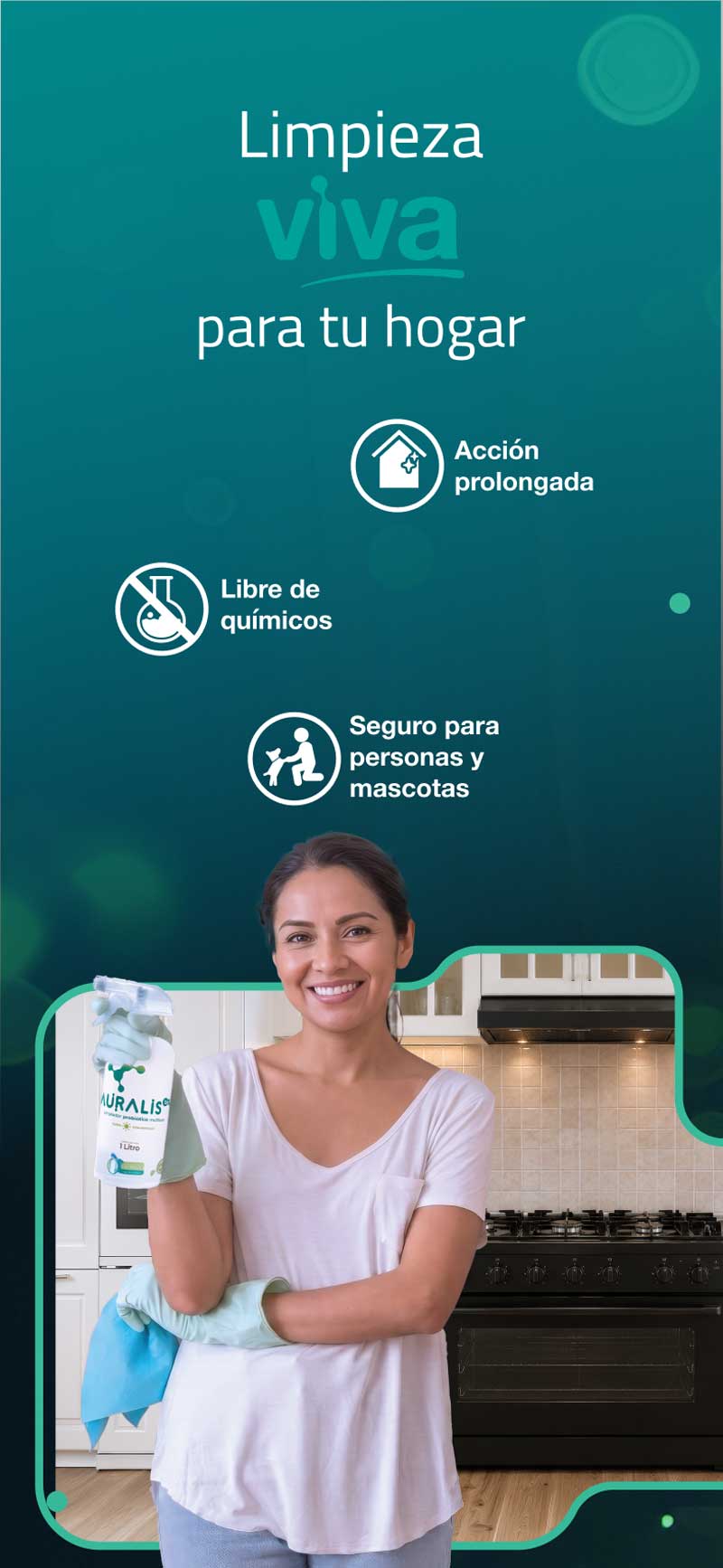 Banner de Auralis libre de químicos, acción prolongada y seguro para personas y mascotas