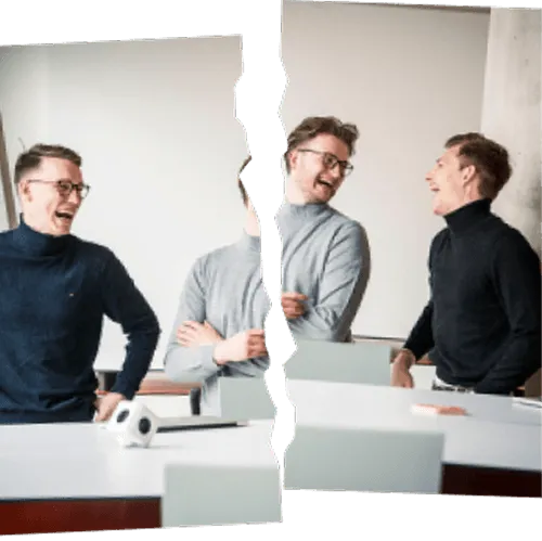Team of three professionals collaborating