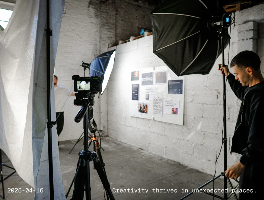 A person is preparing a photography location