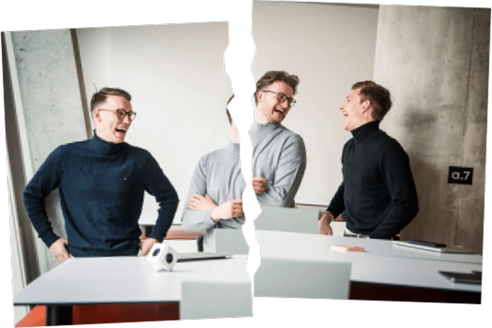 Professionals collaborating over architectural plans in modern office