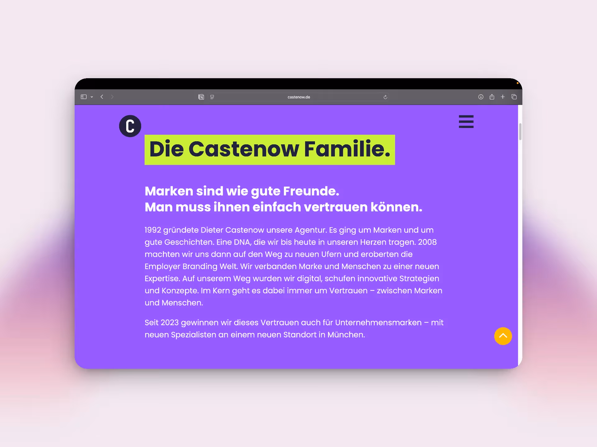 Ein Website Screenshot der Agentur Castenow