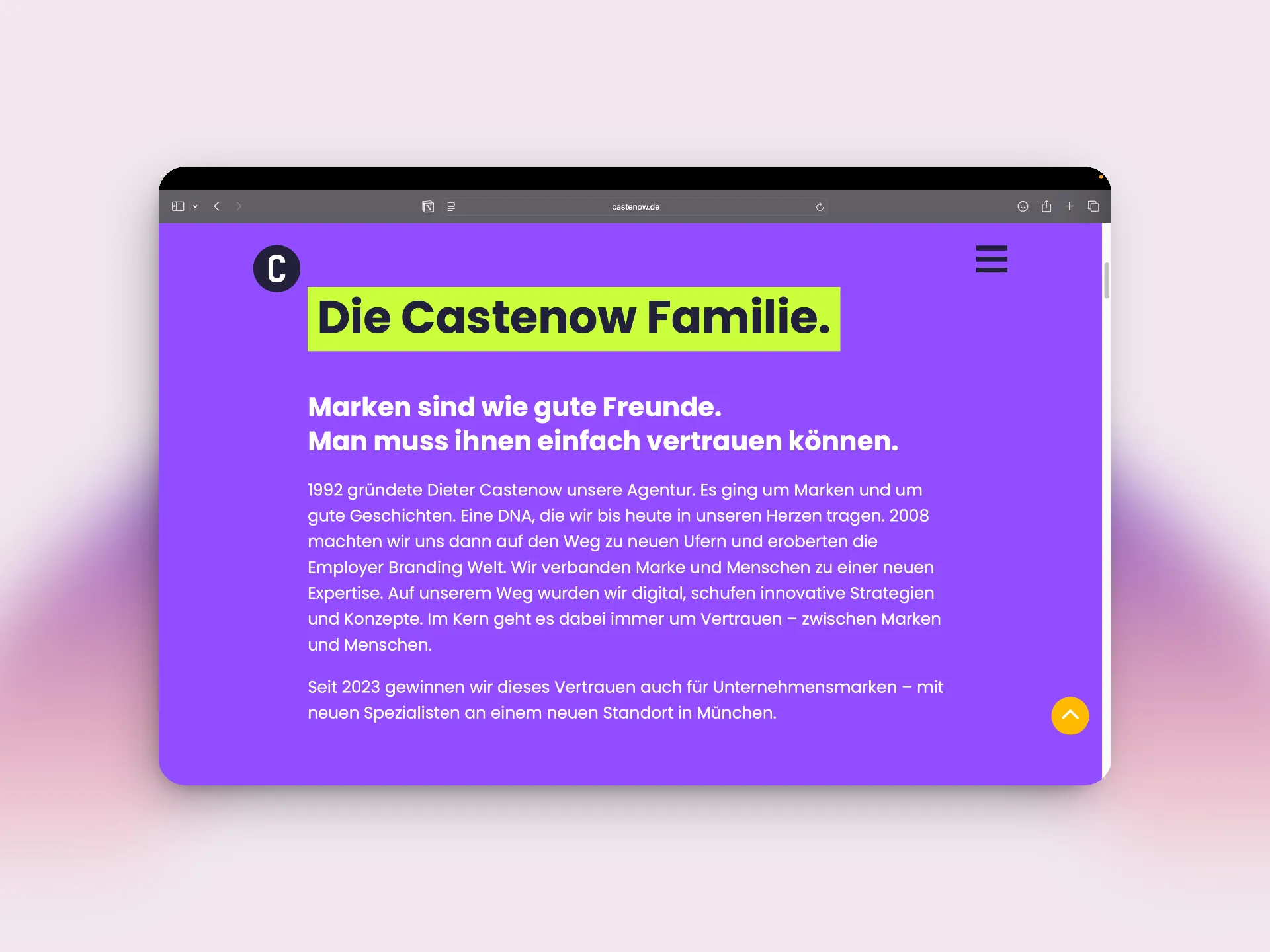 Ein Website Screenshot der Agentur Castenow