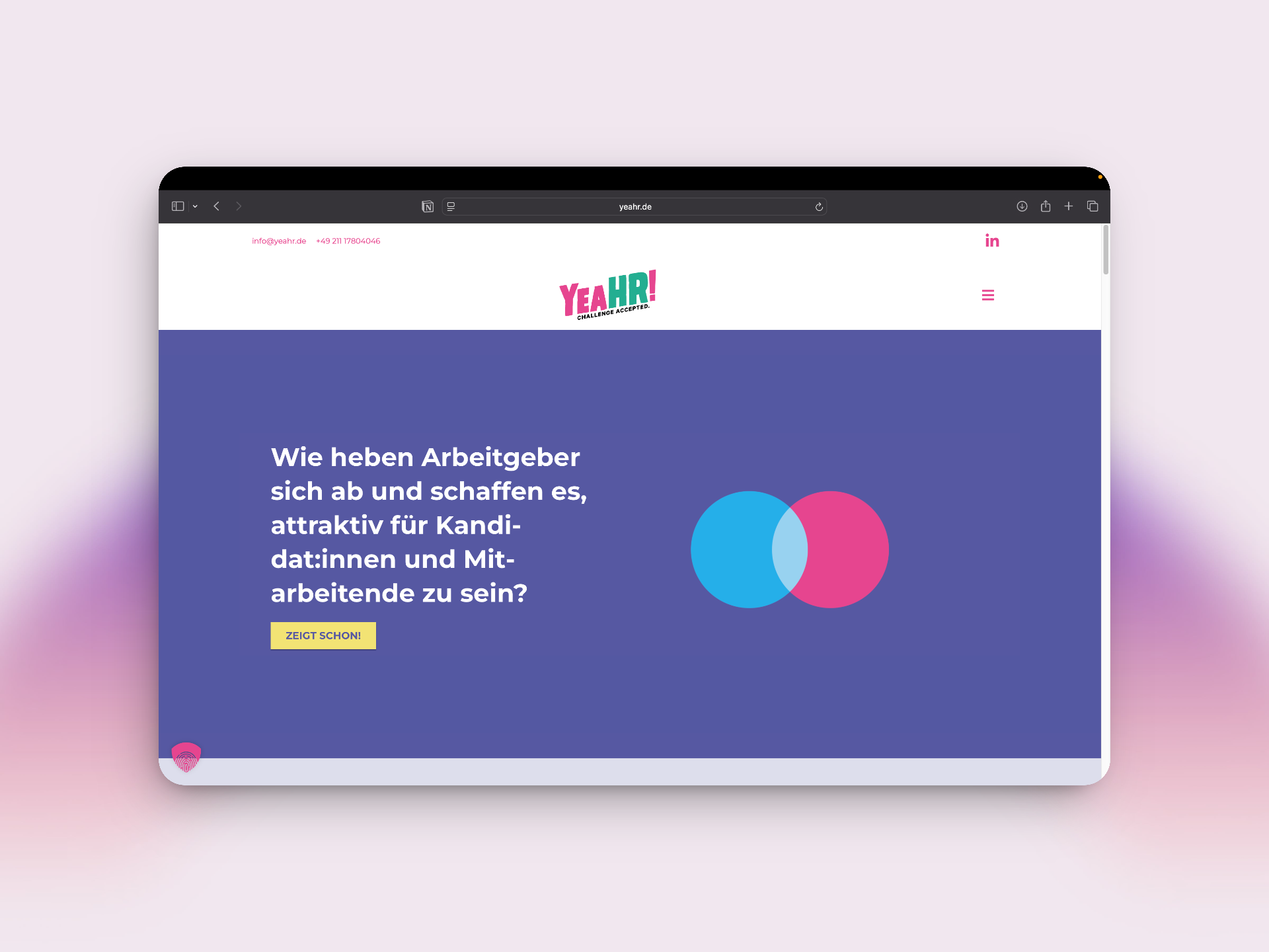 Ein Screenshot von der Website der Agentur YeaHR!