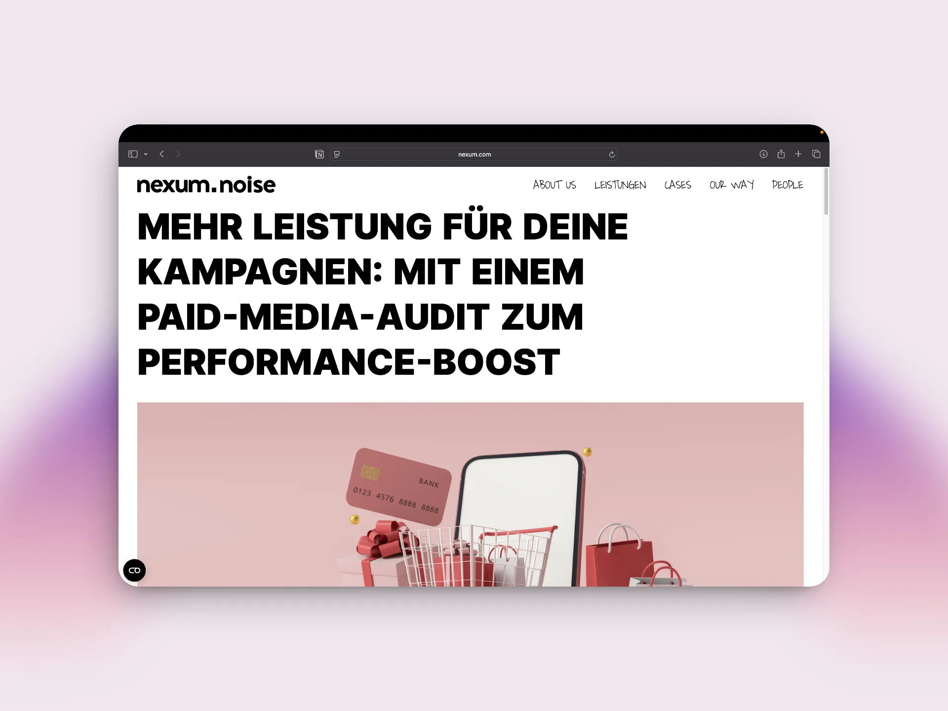 Ein Websitescreenshot der Agentur Nexum