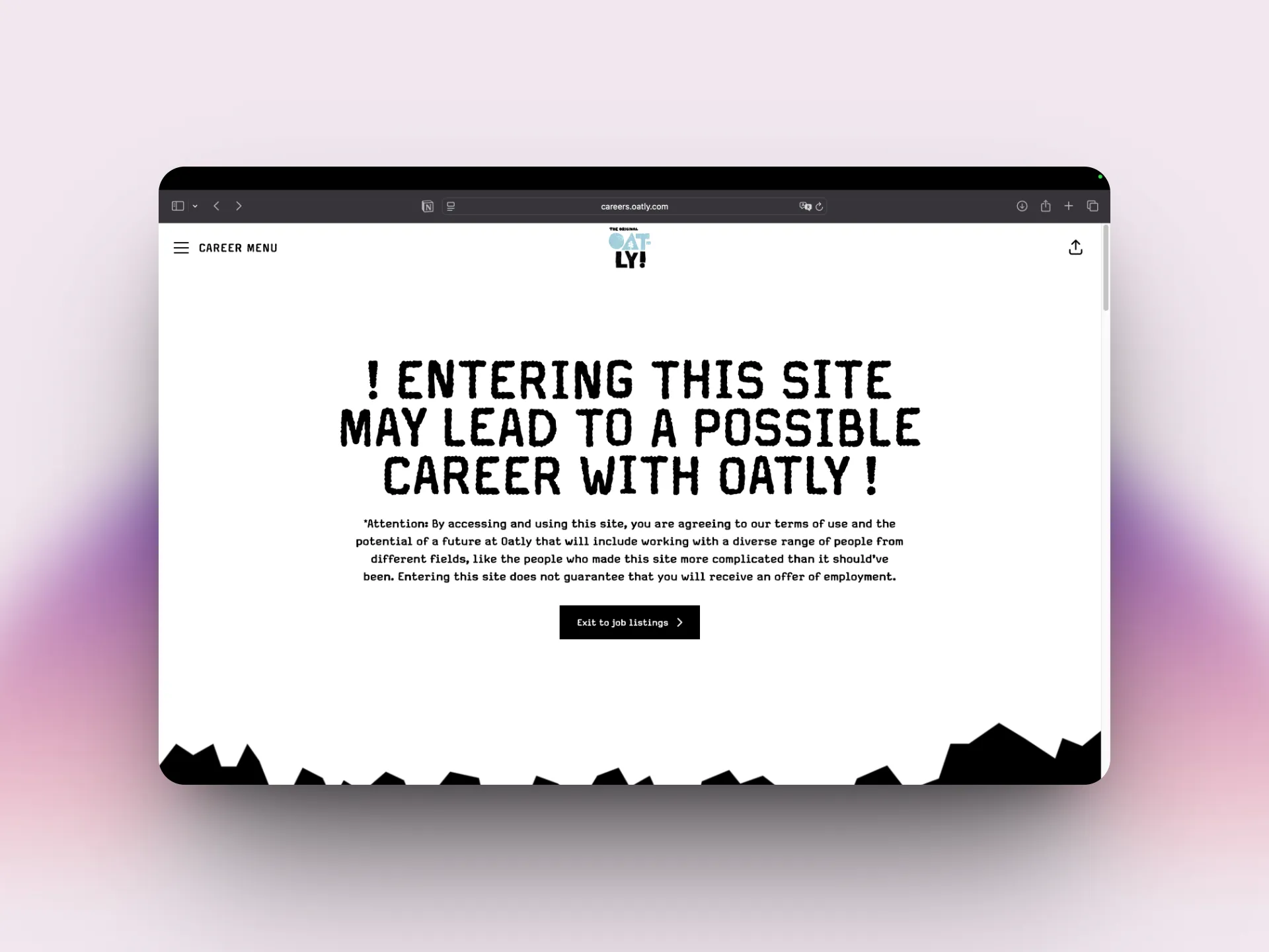 Ein Screenshot von der Karrierewebseite von Oatly